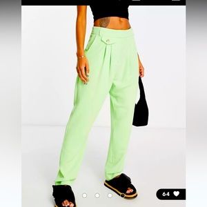 River Island Lime Pleated Trouser